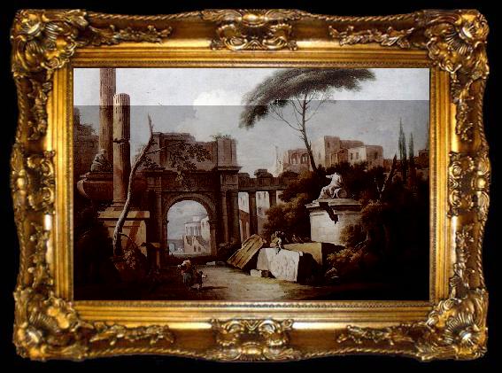 framed  ZAIS, Giuseppe Ancient Ruins with a Great Arch and a Column fgu, ta009-2